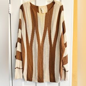 Chico's Textured light weight Knit in light Brown and Cream